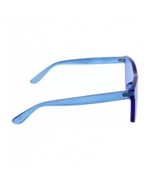 Tinted Colorful Lens Rimless Sunglasses - Transparent Square Horn Rimmed - Blue - CW18GGEY8U4 $7.18 Rimless