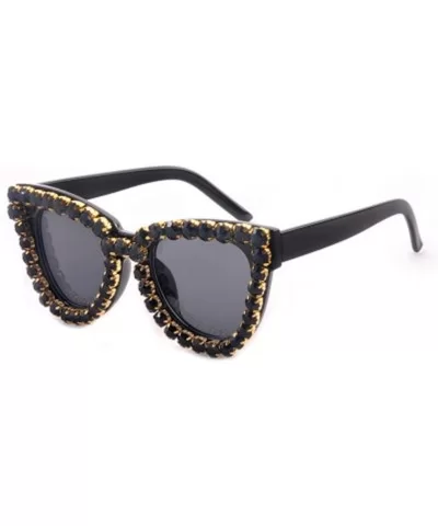 Fashionable Oversized Rhinestone Sunglasses with Retro Personality with Diamond Sunglasses - 1 - C2190HCGWHZ $24.57 Oversized