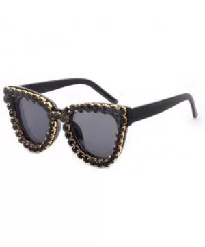 Fashionable Oversized Rhinestone Sunglasses with Retro Personality with Diamond Sunglasses - 1 - C2190HCGWHZ $24.57 Oversized