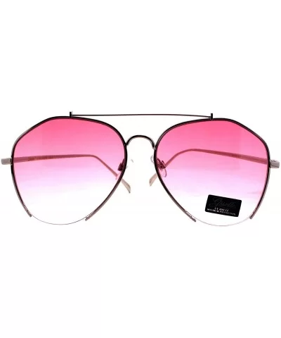 Womens Aviator Sunglasses Stylish Angled Bottom Frame Cut UV 400 - Silver (Pink) - CM18IQGTN9E $9.64 Aviator