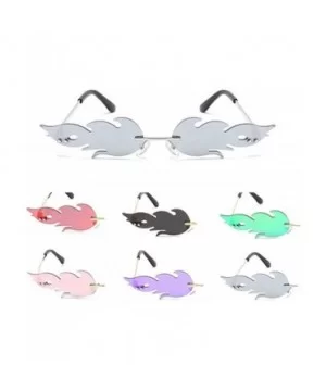 Sunglasses Unisex Flame Teen Girls Eyewear Novelty Rimless Small Face Glasses - Silver - CF198Q4TD5L $7.19 Round