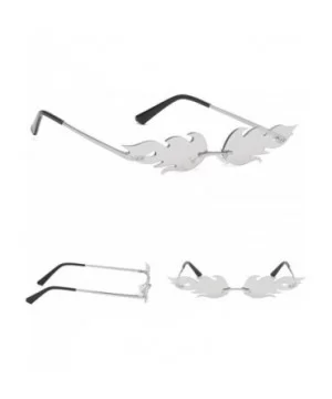 Sunglasses Unisex Flame Teen Girls Eyewear Novelty Rimless Small Face Glasses - Silver - CF198Q4TD5L $7.19 Round