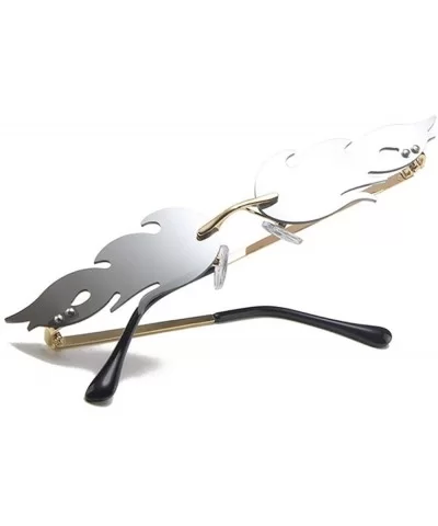 Sunglasses Unisex Flame Teen Girls Eyewear Novelty Rimless Small Face Glasses - Silver - CF198Q4TD5L $7.19 Round