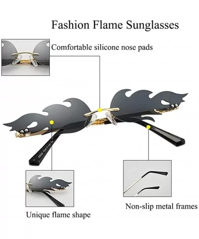 Sunglasses Unisex Flame Teen Girls Eyewear Novelty Rimless Small Face Glasses - Silver - CF198Q4TD5L $7.19 Round