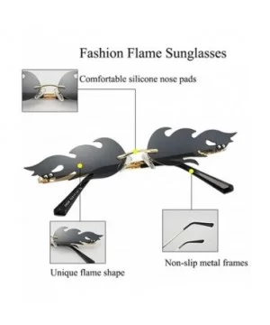 Sunglasses Unisex Flame Teen Girls Eyewear Novelty Rimless Small Face Glasses - Silver - CF198Q4TD5L $7.19 Round