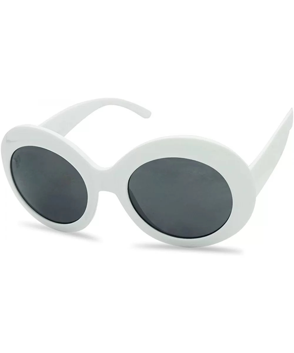 Oversized Round Supreme Women Sunglasses Thick Clout Goggle Fashion Frame - White Frame - Black - C618HA9HZWR $10.74 Aviator