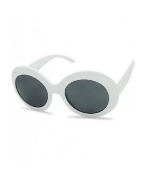 Oversized Round Supreme Women Sunglasses Thick Clout Goggle Fashion Frame - White Frame - Black - C618HA9HZWR $10.74 Aviator