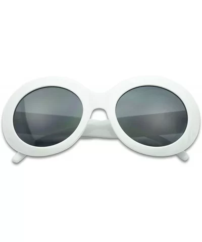 Oversized Round Supreme Women Sunglasses Thick Clout Goggle Fashion Frame - White Frame - Black - C618HA9HZWR $10.74 Aviator