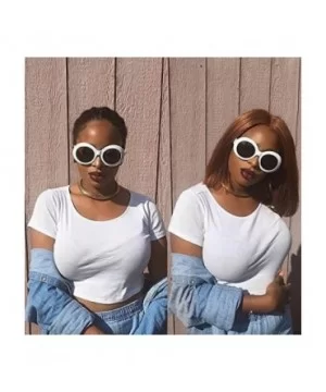 Oversized Round Supreme Women Sunglasses Thick Clout Goggle Fashion Frame - White Frame - Black - C618HA9HZWR $10.74 Aviator