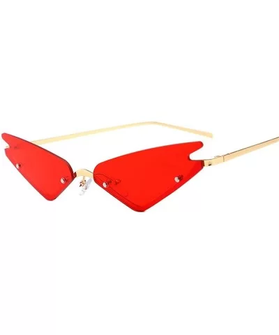 Fashion Triangle sunglasses for Women Futuristic Rimless Mirror Cateye Sun Glasses Designer - Red - C2194OQ6GOD $4.85 Round