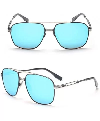 Fashion Women Men UV400 Coating Mirrored Goggles Metal Frame Shopping Sunglasses - Silver Frame/Blue - C212KCVFMJH $5.63 Goggle