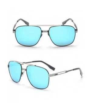 Fashion Women Men UV400 Coating Mirrored Goggles Metal Frame Shopping Sunglasses - Silver Frame/Blue - C212KCVFMJH $5.63 Goggle