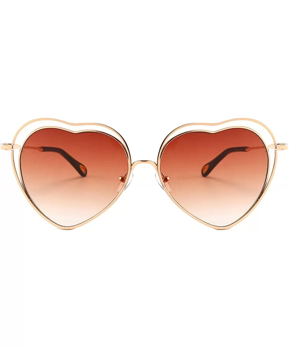 Vintage style Heart Sunglasses for Men or Women metal PC UV400 Sunglasses - Brown - C918SZUH92T $19.45 Oversized