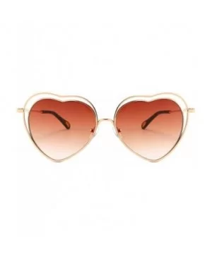 Vintage style Heart Sunglasses for Men or Women metal PC UV400 Sunglasses - Brown - C918SZUH92T $19.45 Oversized