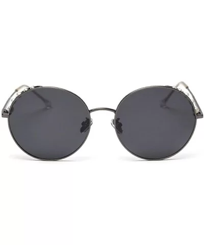 Retro Pearl Polarized Sunglasses Women Metal Round Frame party sunglasses Female Sunshade glasses UV - Grey - CV18Z42X7WS $8....