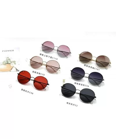 Retro Pearl Polarized Sunglasses Women Metal Round Frame party sunglasses Female Sunshade glasses UV - Grey - CV18Z42X7WS $8....