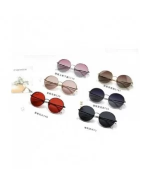 Retro Pearl Polarized Sunglasses Women Metal Round Frame party sunglasses Female Sunshade glasses UV - Grey - CV18Z42X7WS $8....